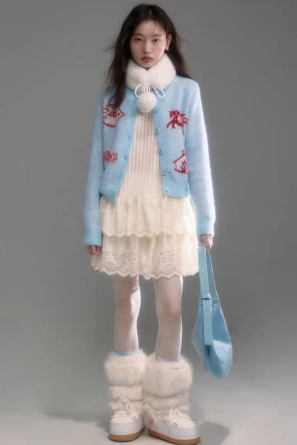 Color-Blocked Wool Blend Cardigan