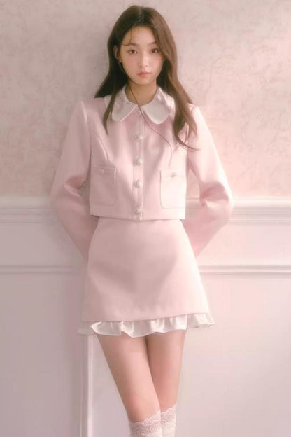Autumn Collar Short Suit Skirt Set-Up