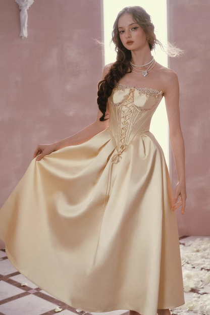 Satin-Spitzen-Korsettkleid