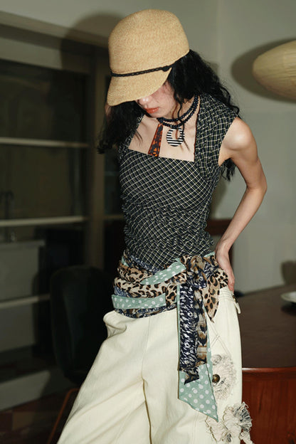 Sleeveless Tartan Vest