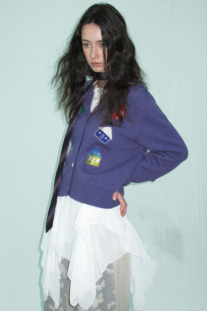 Wool Blend Embroidered Knitted Outer