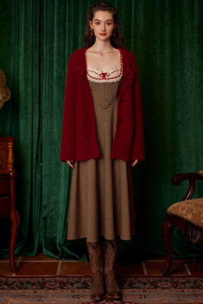 French Retro Houndstooth Dress