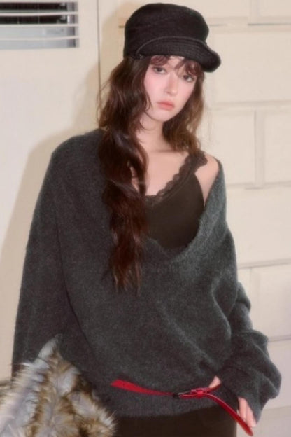 Retro Swing Collar Lazy Style Sweater