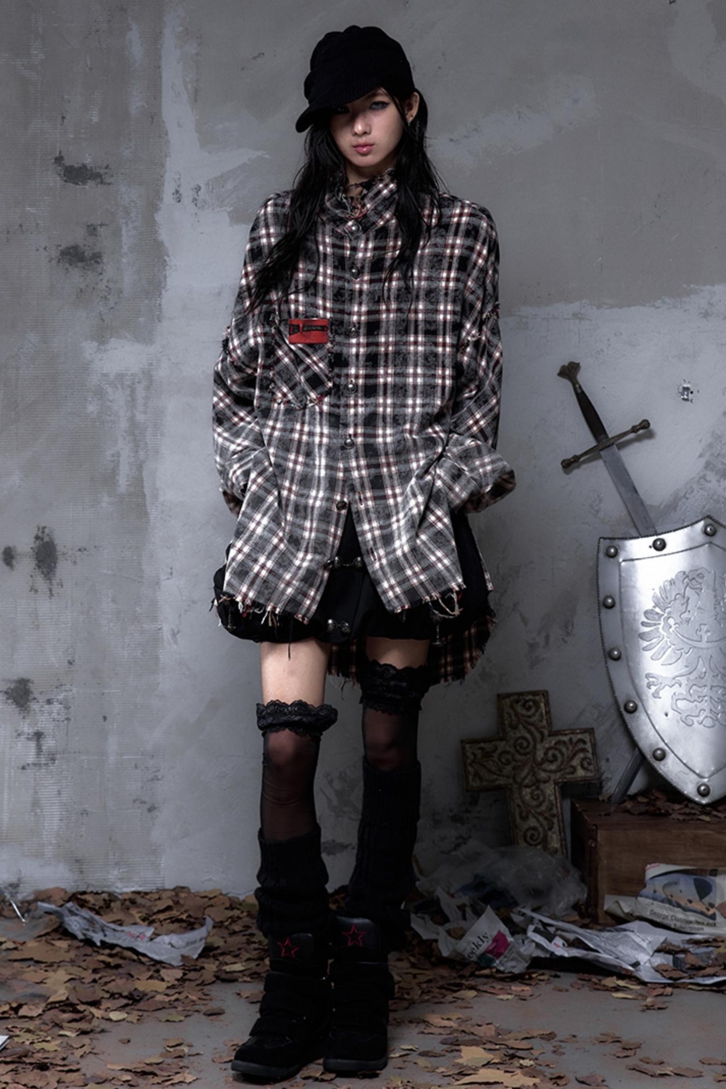 Gray Plaid Punk Shirt