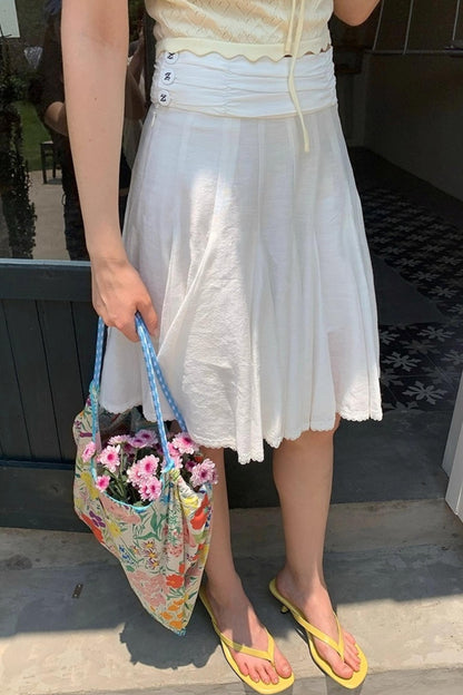 White Lace A-Line Skirt