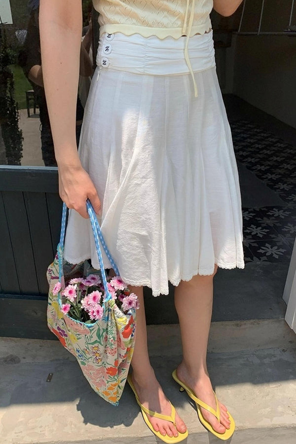 White Lace A-Line Skirt