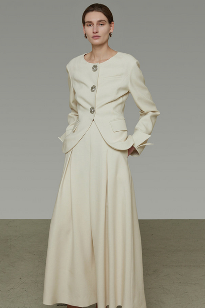 Collarless Slim-Fit Two-Piece Set-Up