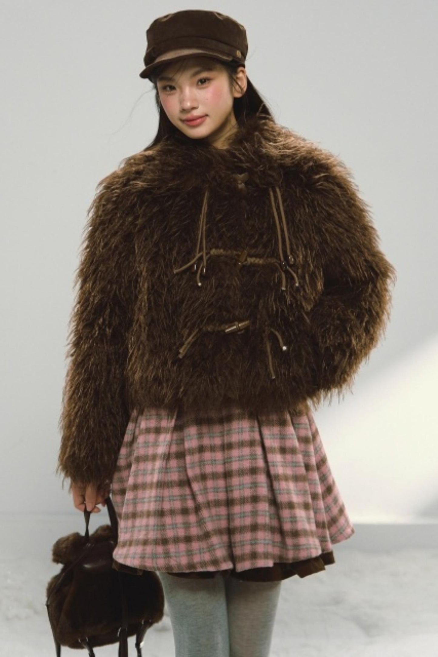 Pink and Brown Plaid Dress Set-Up