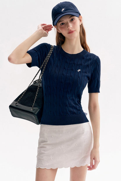 Tenniscore Cable Knit Short Sleeves