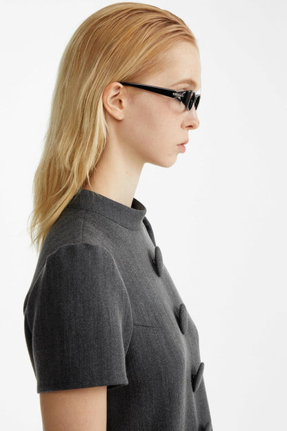 Dark Grey Large Button Dress