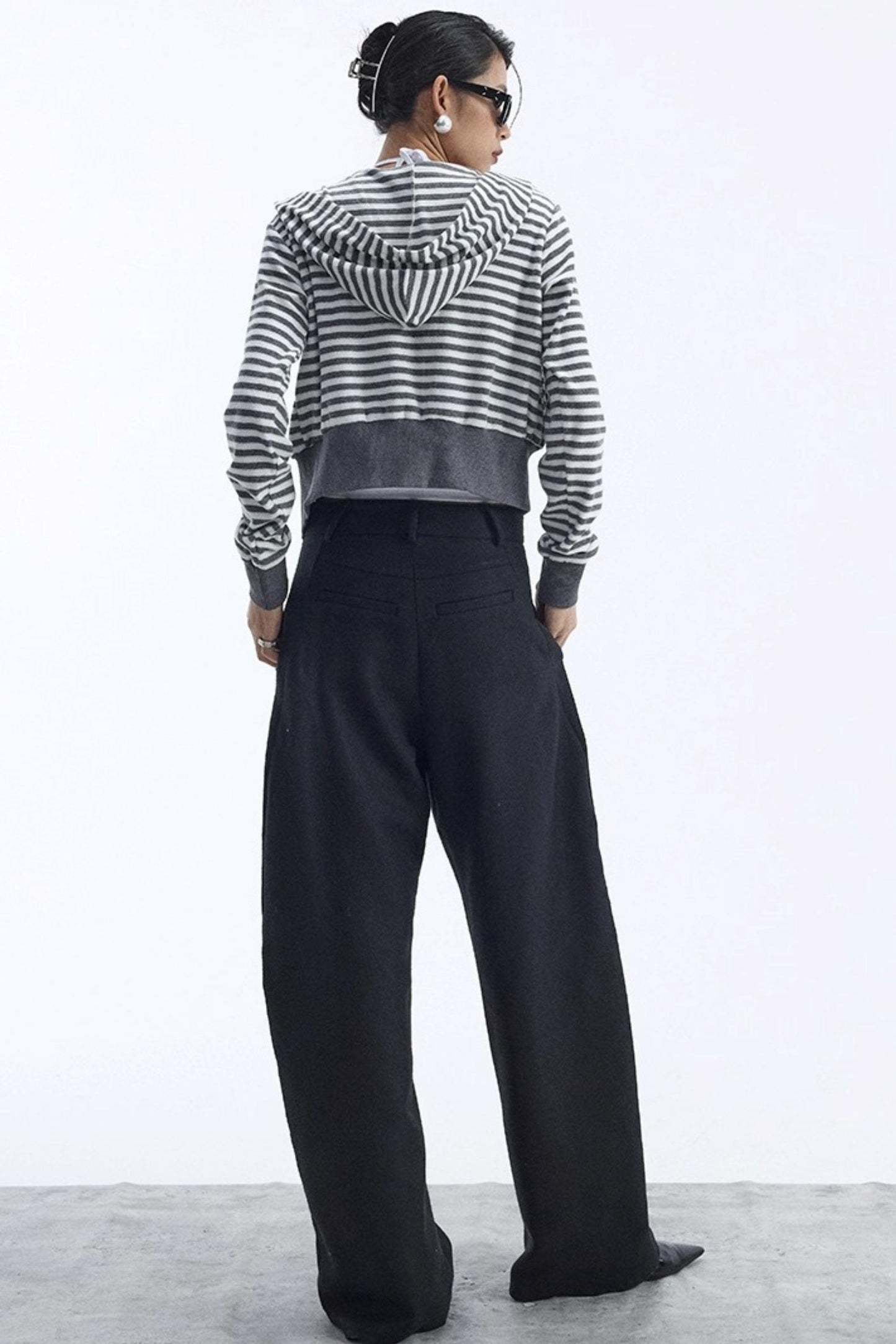 Black Wool Scimitar Trousers