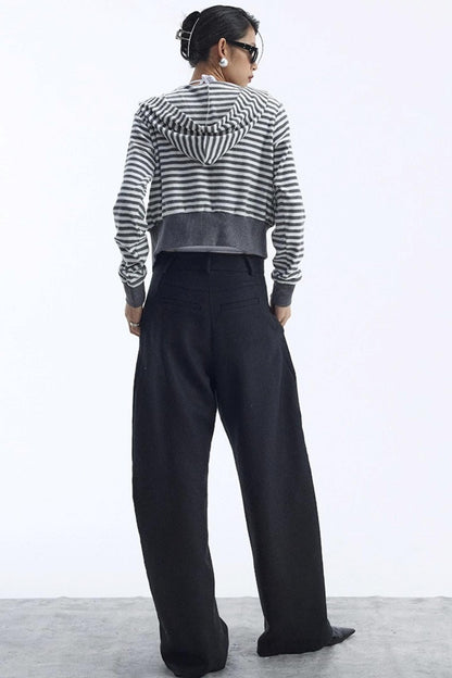 Black Wool Scimitar Trousers