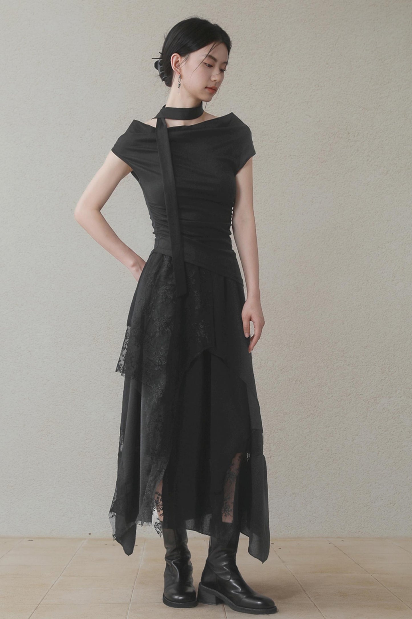 Dark Lace Midi Skirt