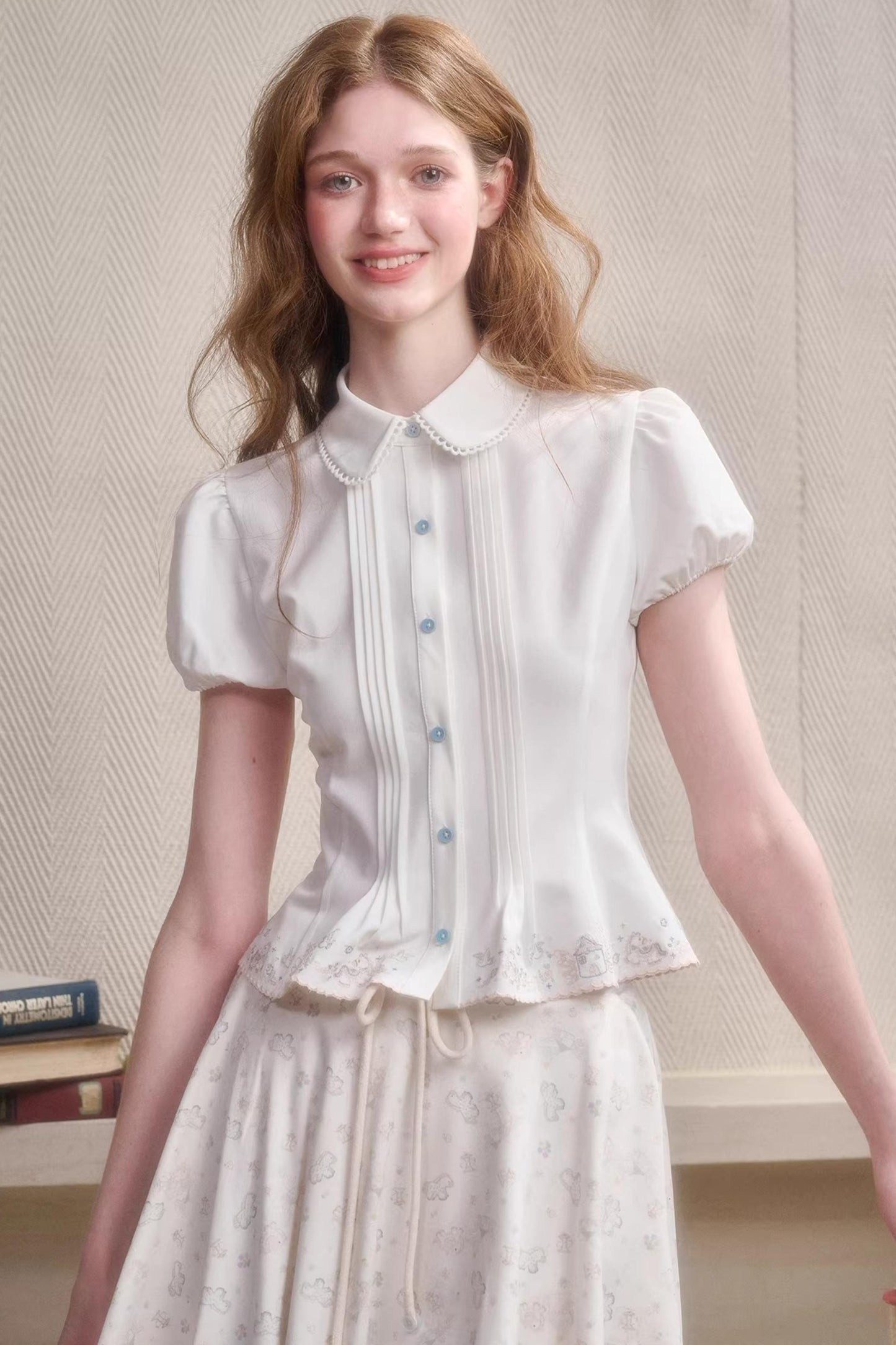 Handmade Embroidered Doll Collar Shirt