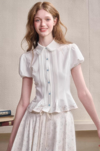Handmade Embroidered Doll Collar Shirt