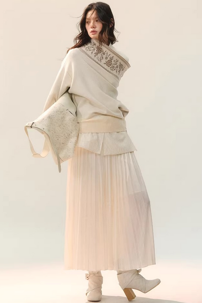 Farbblock-Bluse mit Stehkragen