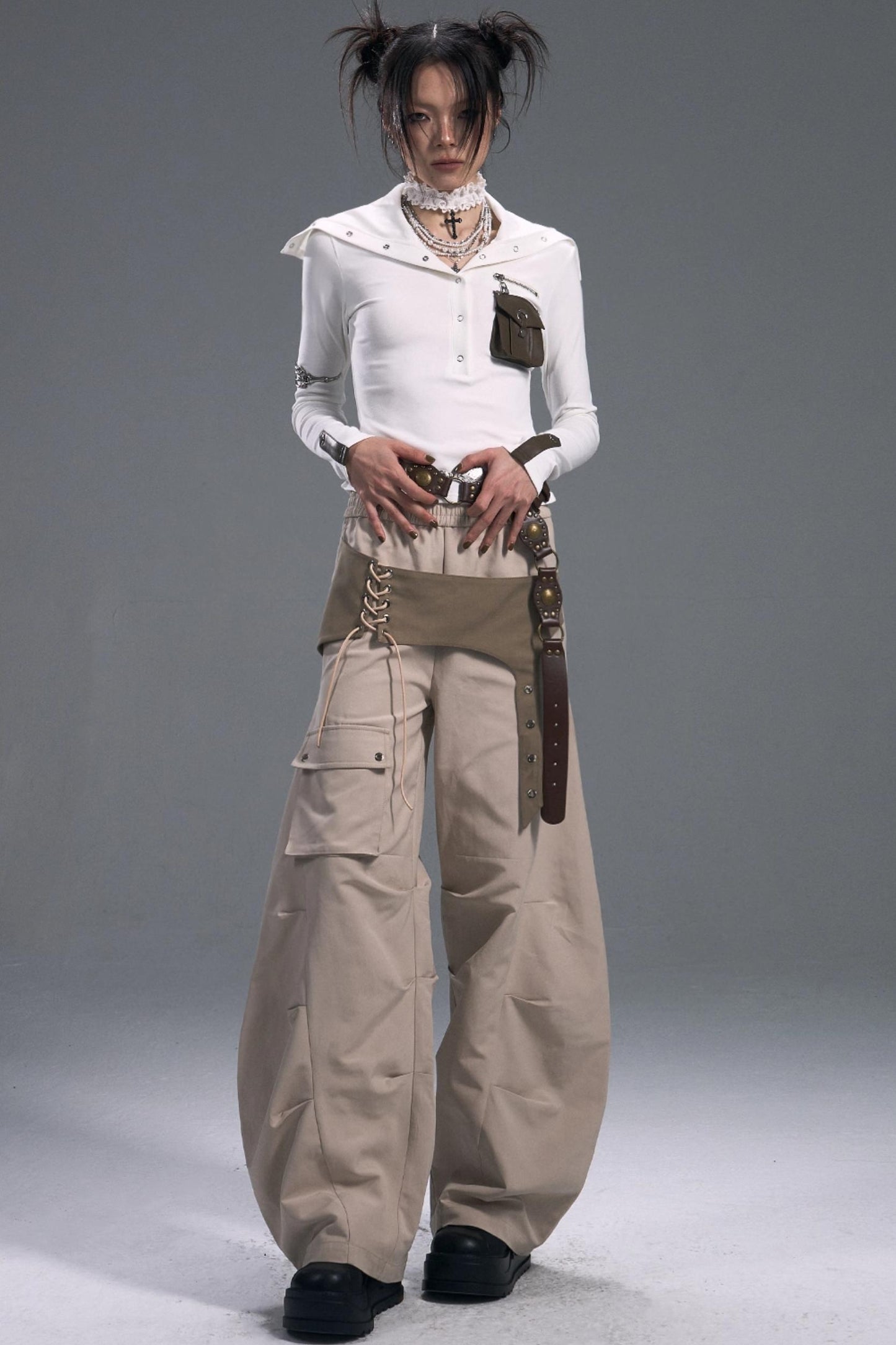 Vintage Lace-Up Cargo Pants
