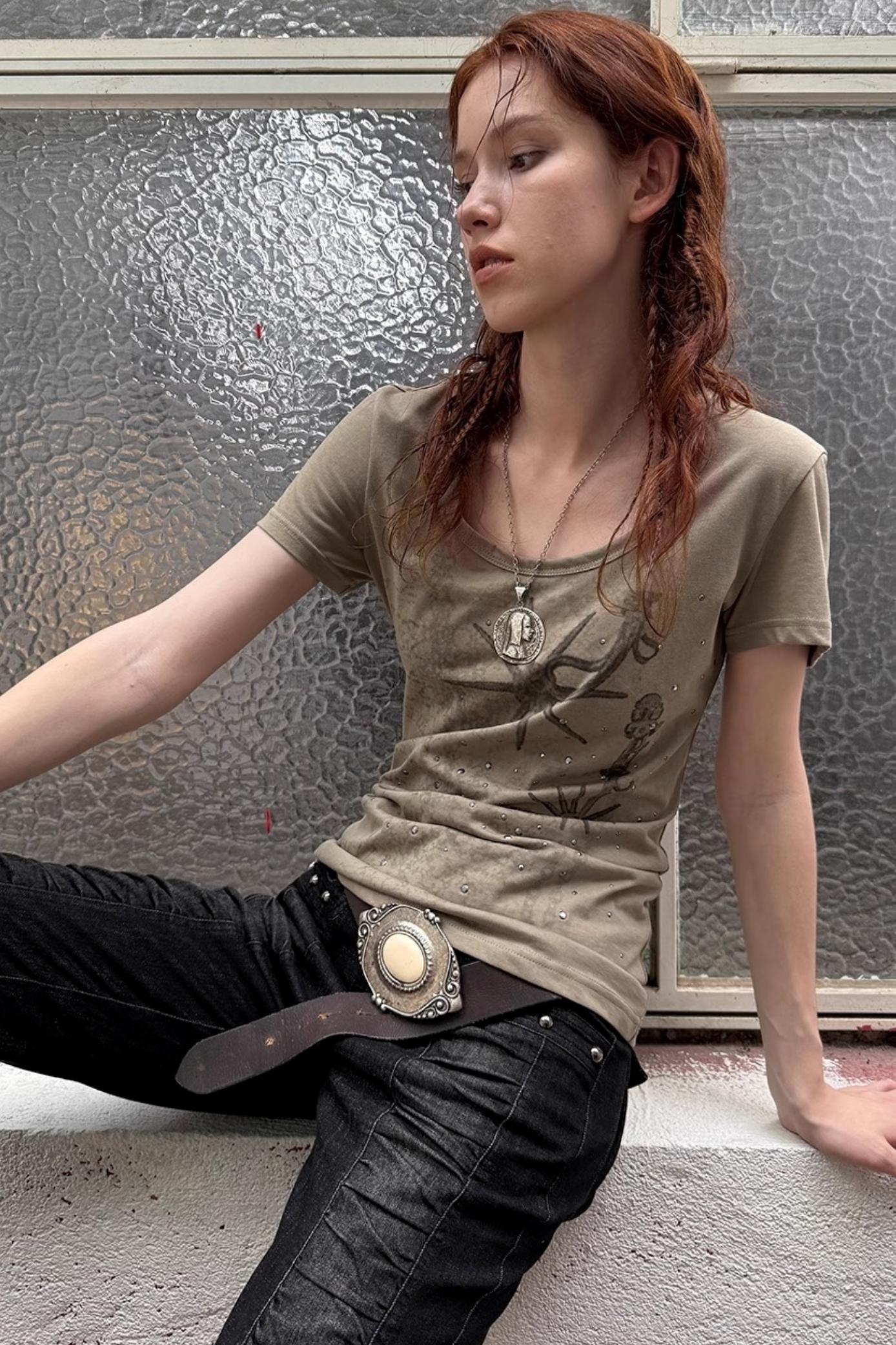 Western Rhinestone Basic Tee