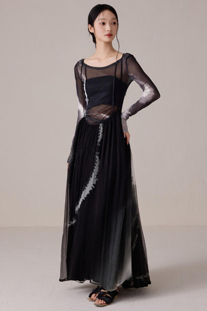 Chic Black Silk T-Shirt Dress