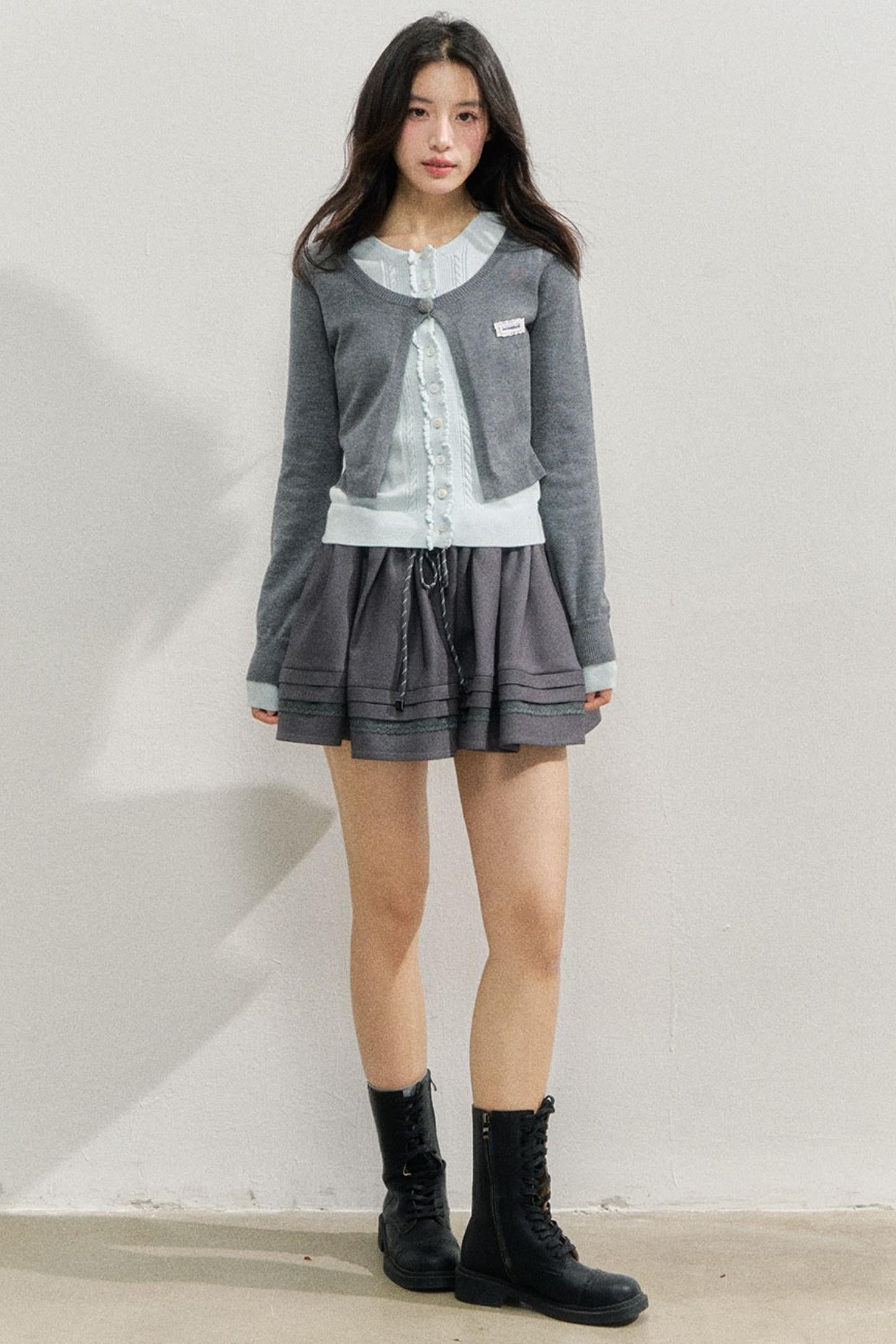 Fake two Piece Lace Knit Top