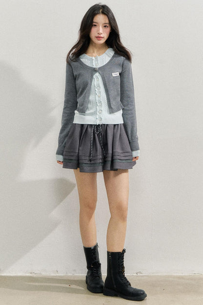 Fake two Piece Lace Knit Top