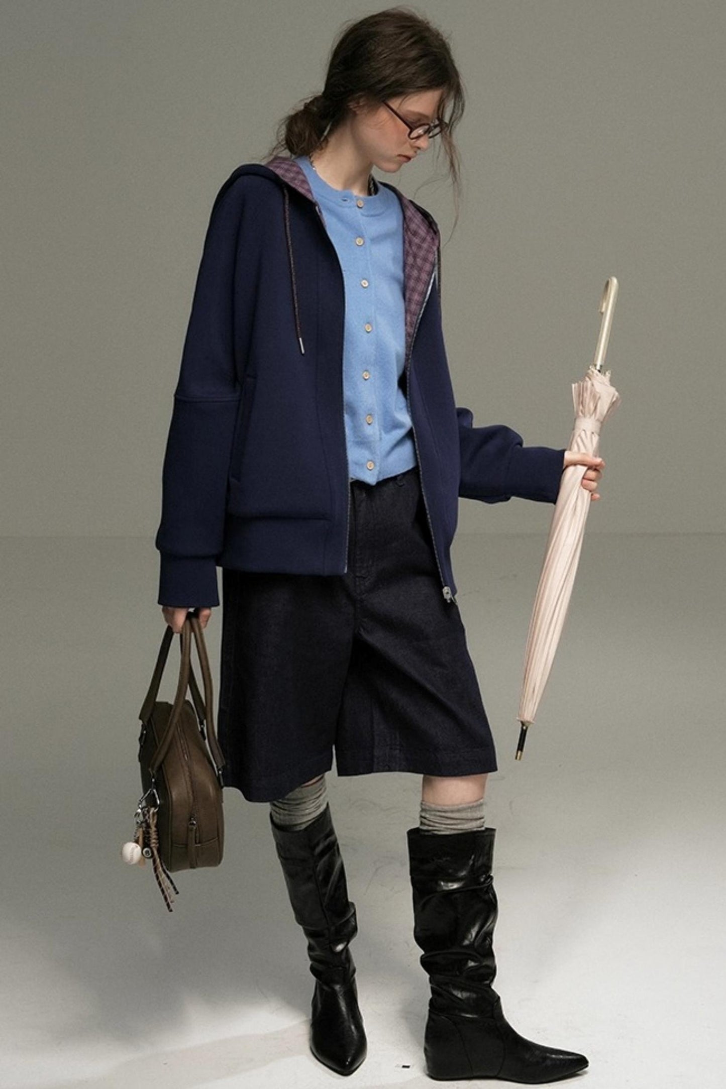 Layer Plaid Hooded Jacket