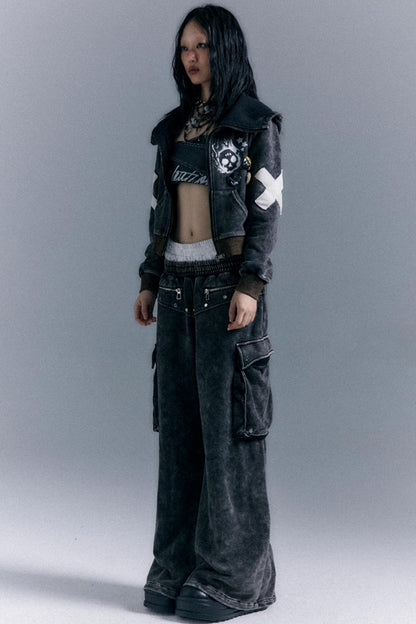 Double Waistband Wide-Leg Trousers