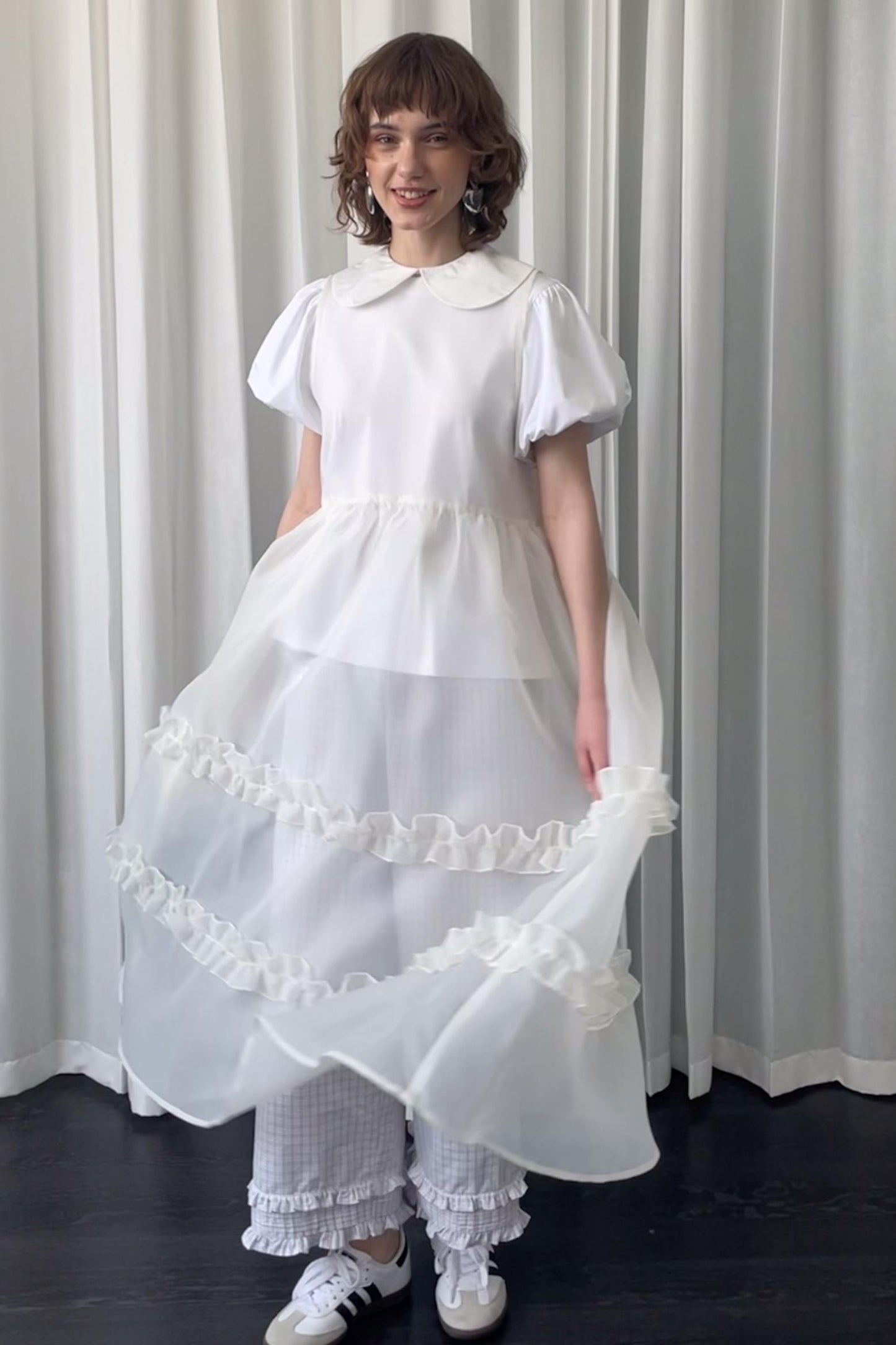 Lace Plaid Loose Fit Pants