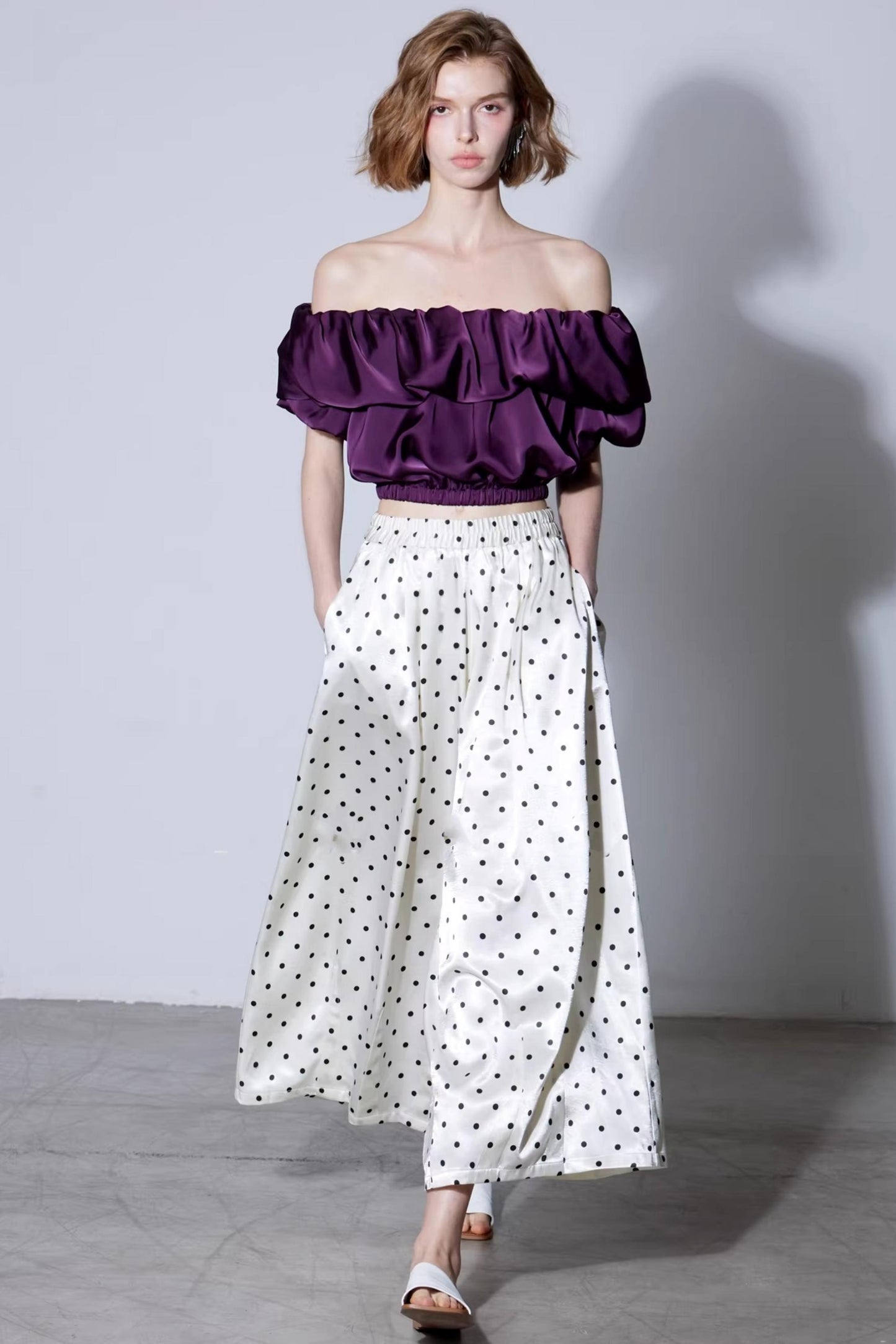 Off-White Polka Dot Silk Pants