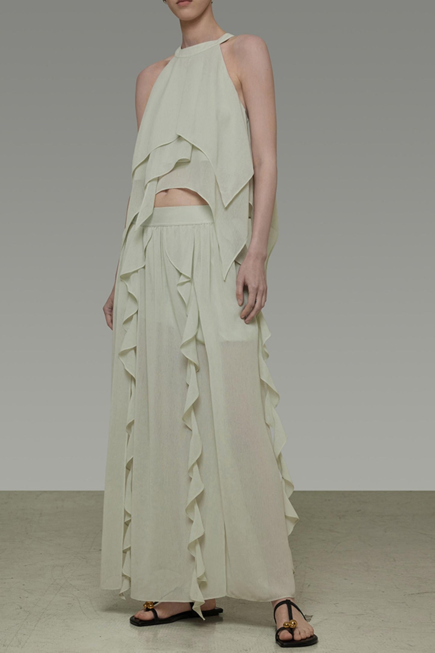 Flutter Belt Midi Skirt