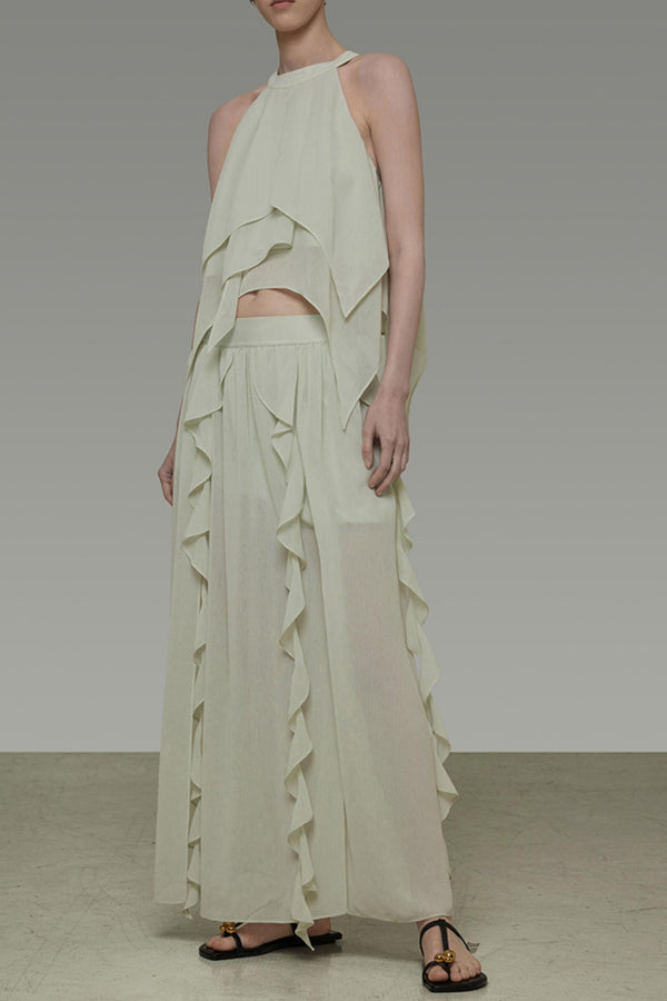 Flutter Belt Midi Skirt