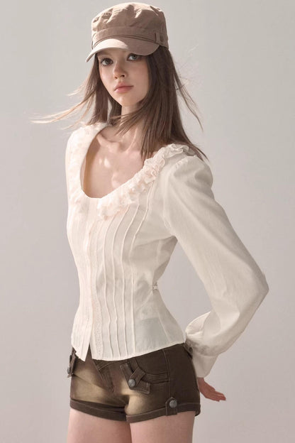 Puff Sleeve V-Neck Blouse