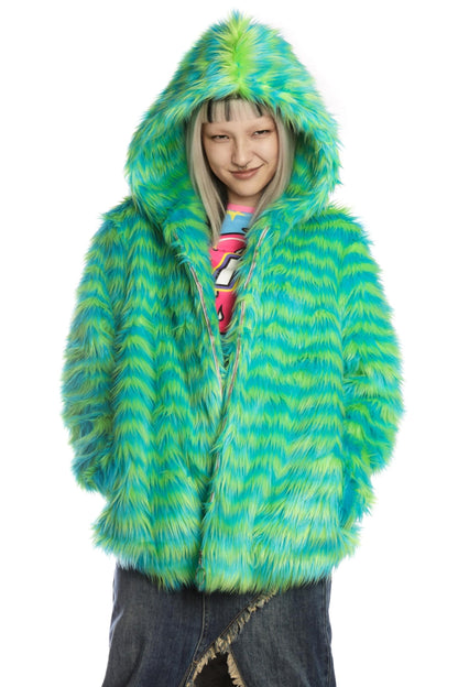 Green Fur Hooded Jacket