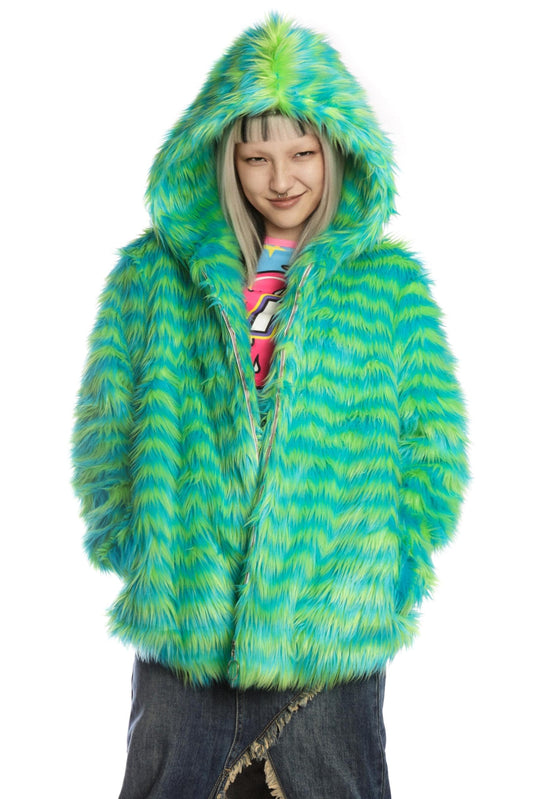 Green Fur Hooded Jacket