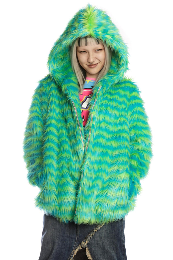 Green Fur Hooded Jacket