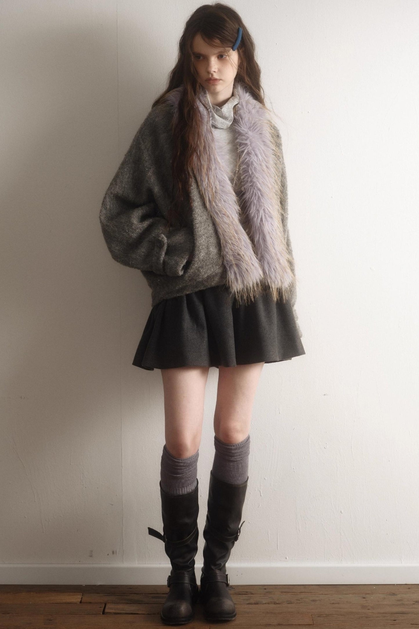 Gray Wool Batwing Coat