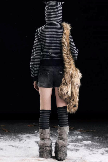 Autumn Flower Bud Denim Shorts