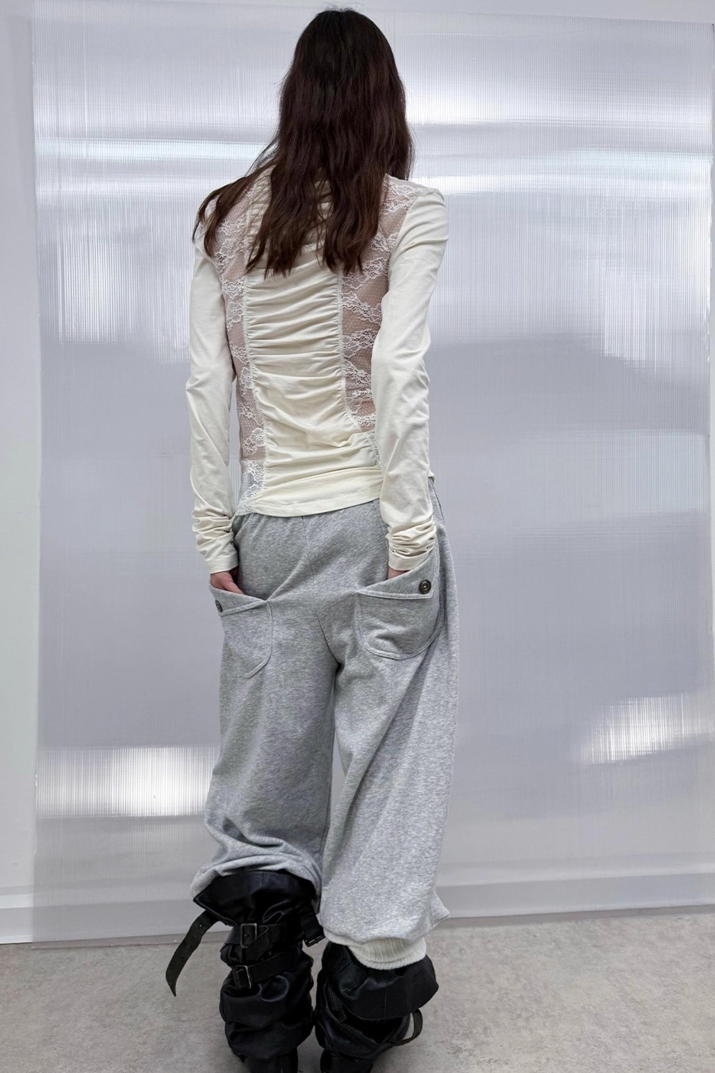 Shoulder Lace Girly Slim Long Sleeve T-Shirt