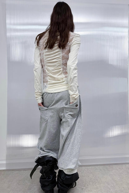 Shoulder Lace Girly Slim Long Sleeve T-Shirt