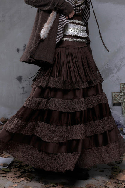 Lace Suede Tassel Skirt