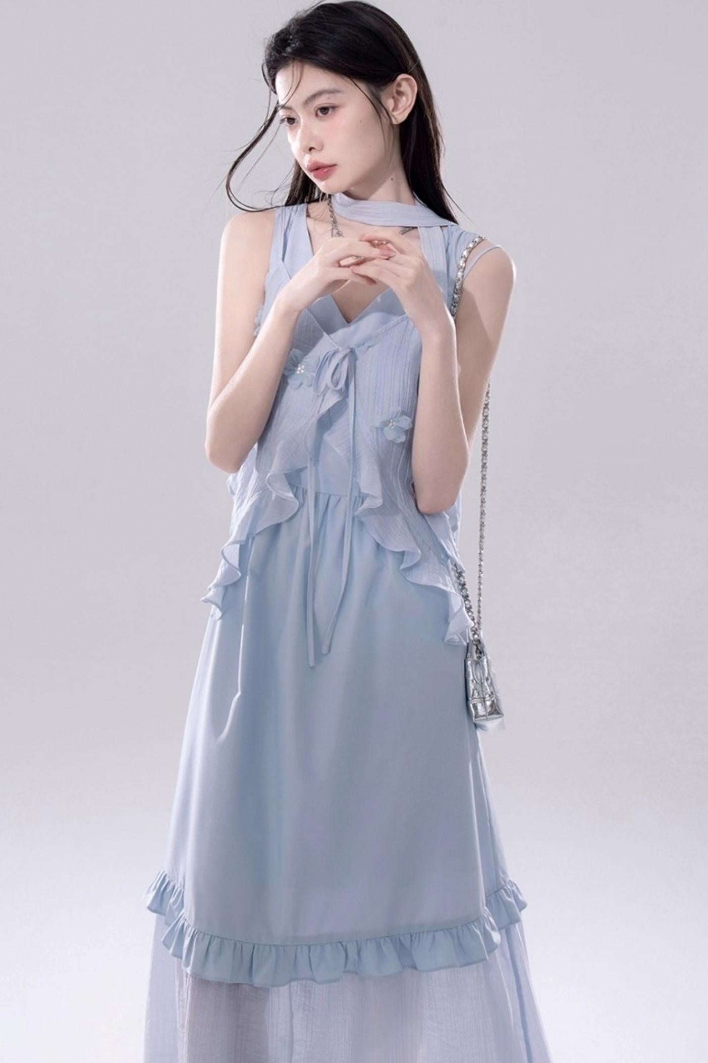 Floral Embroidered Cardigan Dress Set