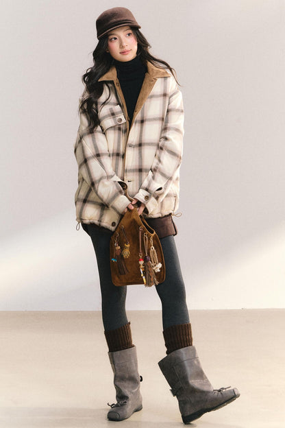 Reversible Suede Plaid Jacket