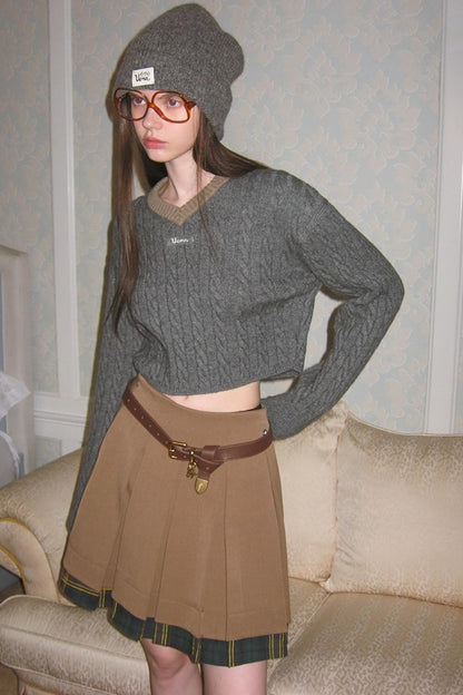 Retro Color-Blocked Knit Sweater