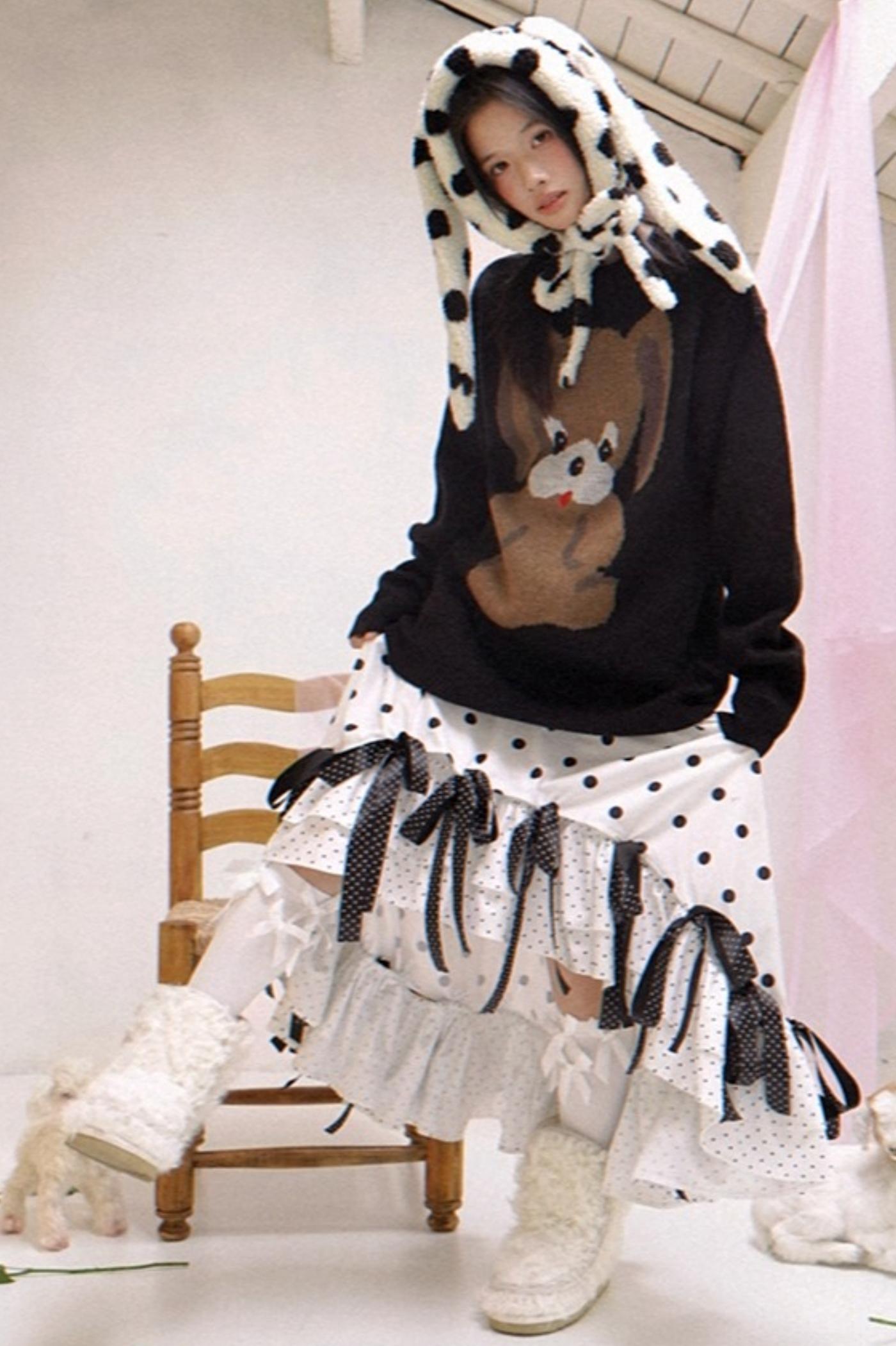 Happy Polka Dot Rabbit Ears Bow Hat