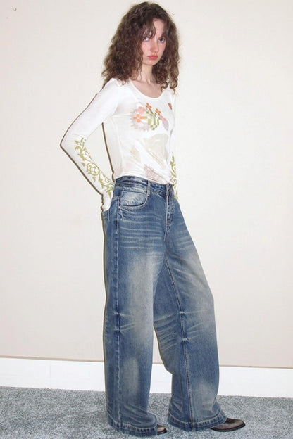 Washed Blue Denim Jeans