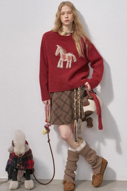 Floral Pony Festive Sweater