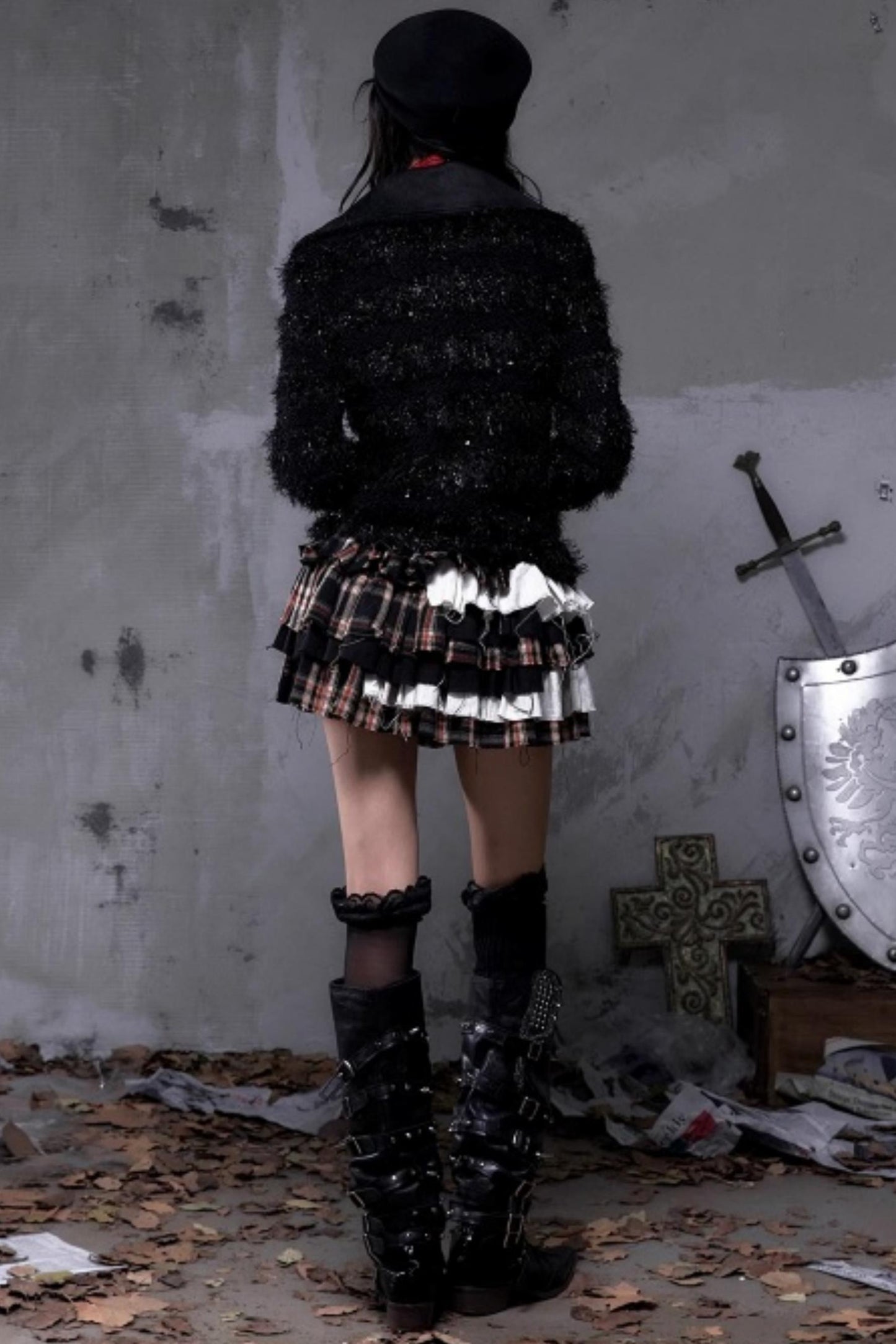 Vintage Dark Knight Plush Patchwork Coat