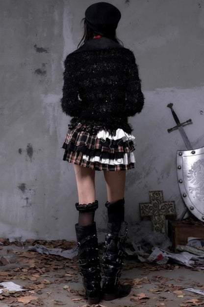 Vintage Dark Knight Plush Patchwork Coat