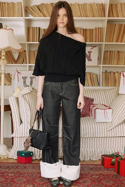 Black Eco-Friendly Frayed Hem Jeans