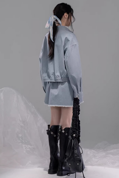 Distressed Rock Denim Jacket Set-Up